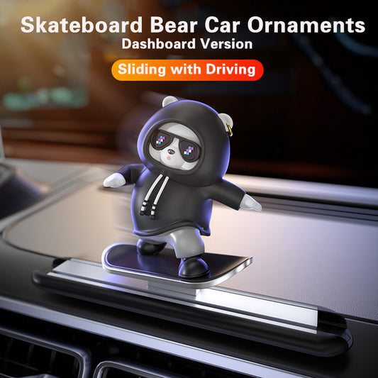 BEAR SKATEBOARD CAR DASHBOARD DECOR (Random Colour)