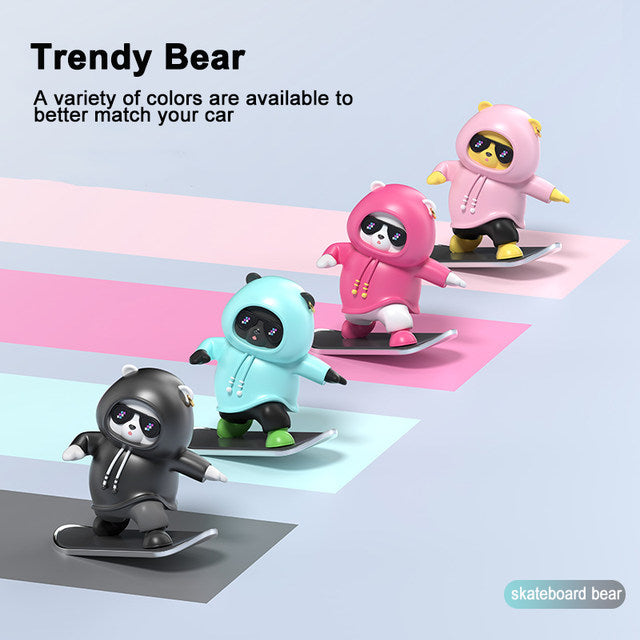 BEAR SKATEBOARD CAR DASHBOARD DECOR (Random Colour)